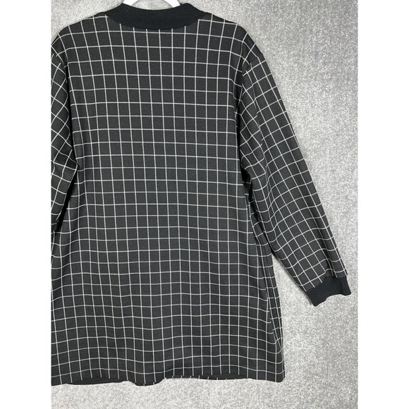 Chelsea & Theodore Woman Windowpane Full Zip Long Jacket Size 2X Black Pockets - Picture 7 of 10